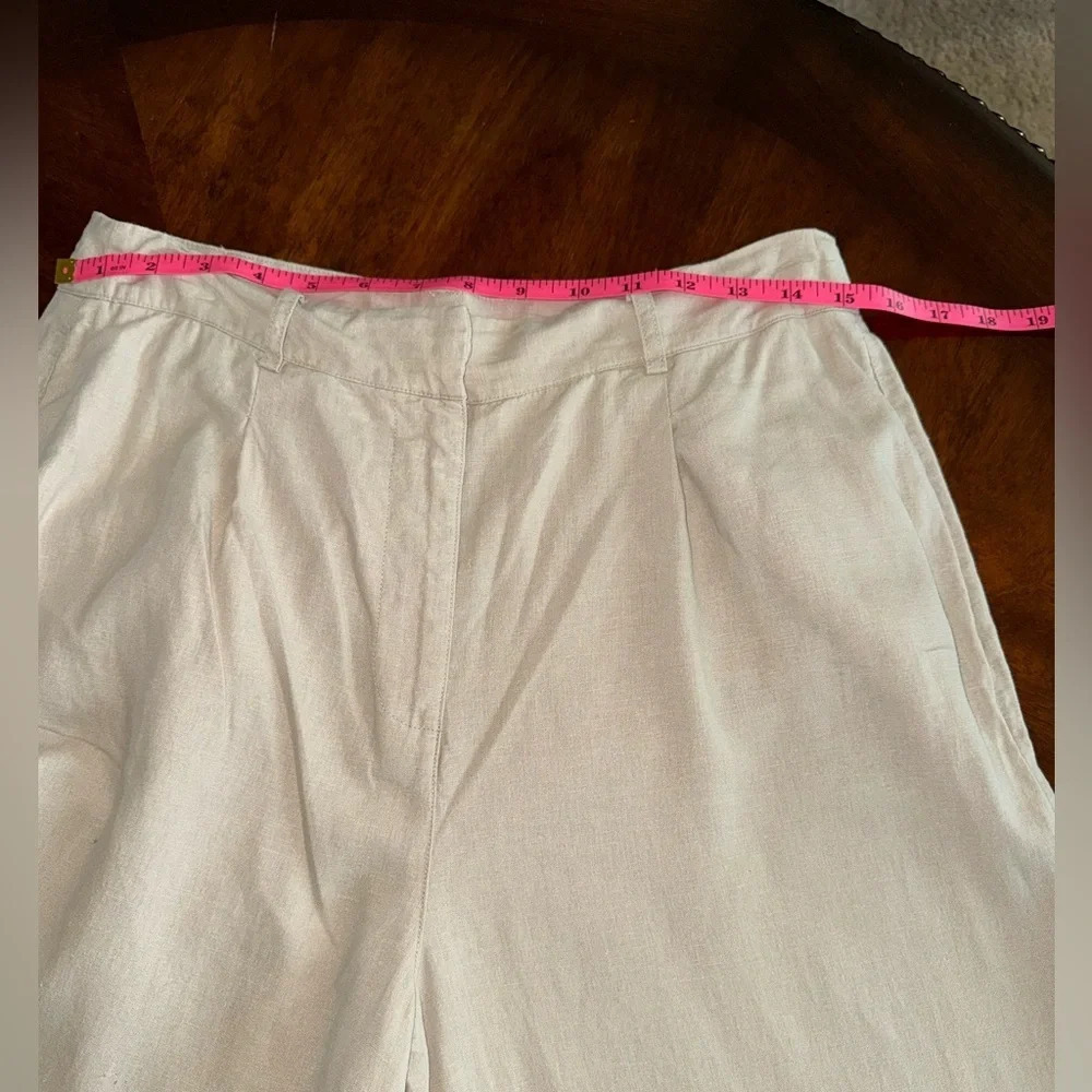Versona Linen Blend lightweight Khaki Wide Leg Pants Modern - size 10 - Picture 7 of 13